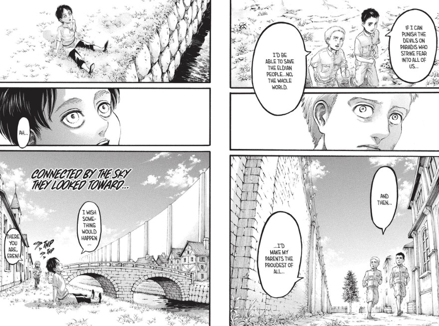 Shingeki no KyojinVol. 4 Cover (Reversed), Vol. 23 Cover, &amp; Chapter 94 (Final