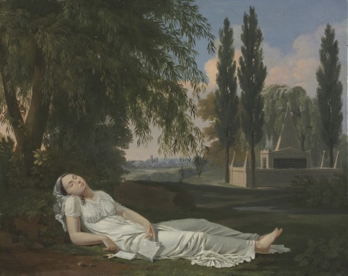 cma-european-art: Woman Sleeping in a Landscape with a Letter, Bernard Gaillot, c. 1800, Cleveland M