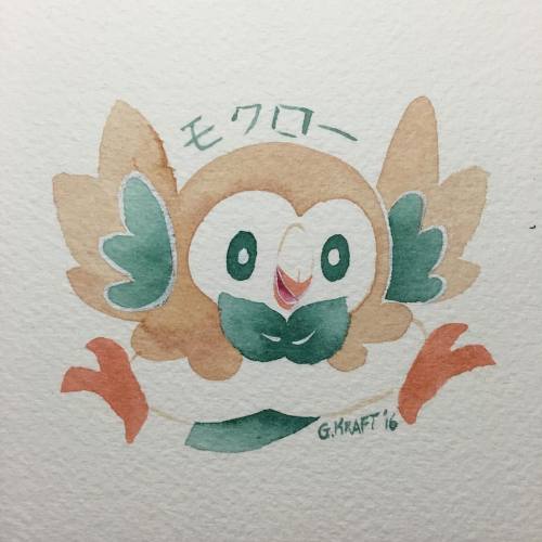 gracekraft:  I am in love with #Rowlet!! #pokemonsunandmoon #pokemon #watercolor 