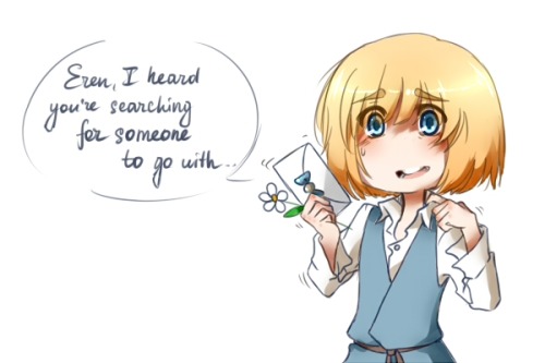 askchibieren:  ask-chibiarmin:  askchibieren:   ..so can I invite you to 45th Military Ball?I know you’re still angry at me for what I’ve done   Armin, I’m not sure how to take this..  It doesn’t sound really argumentative, I know. I don’t want