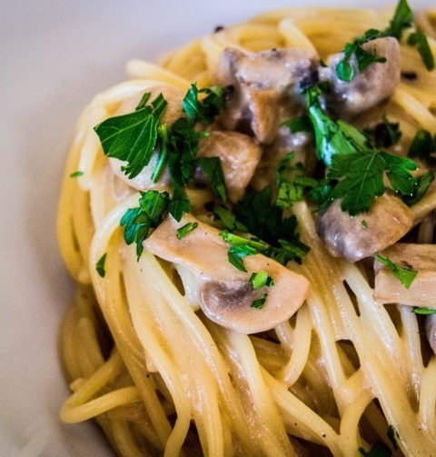 Spaghetti Pasta With Mushrooms And Cream Sauce Recipe