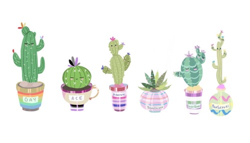 shoujesus: Decided to revise my LGBT cacti!