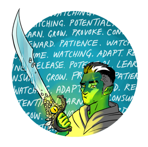 voidfizh:mamath:hey how come travis’s characters tend to have sword-shaped problems[ID: Two sh