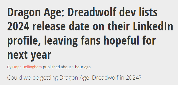 Dragon Age: Dreadwolf e Skate devem estrear em meados de 2024