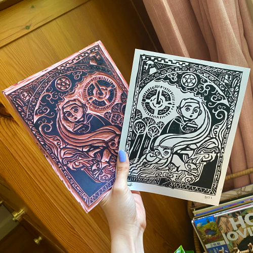 -So in love with how my ‘The Secret of Kells’ Hand stamped art prints turned out!  They’re up on my 