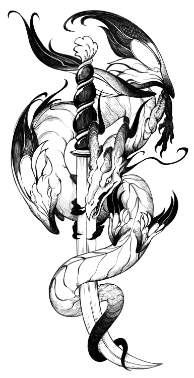 I had the honor of being asked by my lovely sister to design a tattoo for her of a dragon wrapped ar
