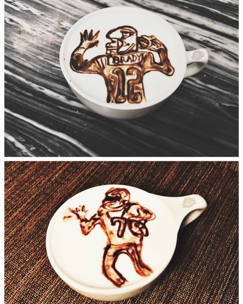 Happy Super Bowl Sunday! Brady Vs Vick! #nfl #superbowl #sunday #coffee #coffeeart #coffeetime #coff