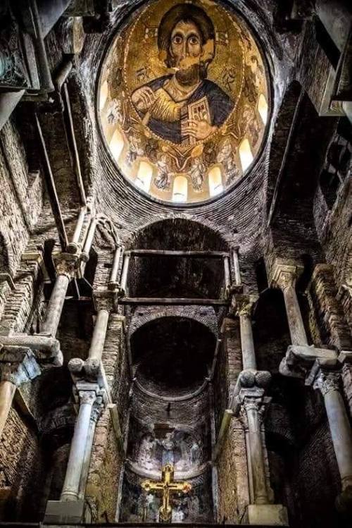 Inside view of the byzantine church of Panagia Parigoritissa (13th century), Arta, Epirus, Greece.