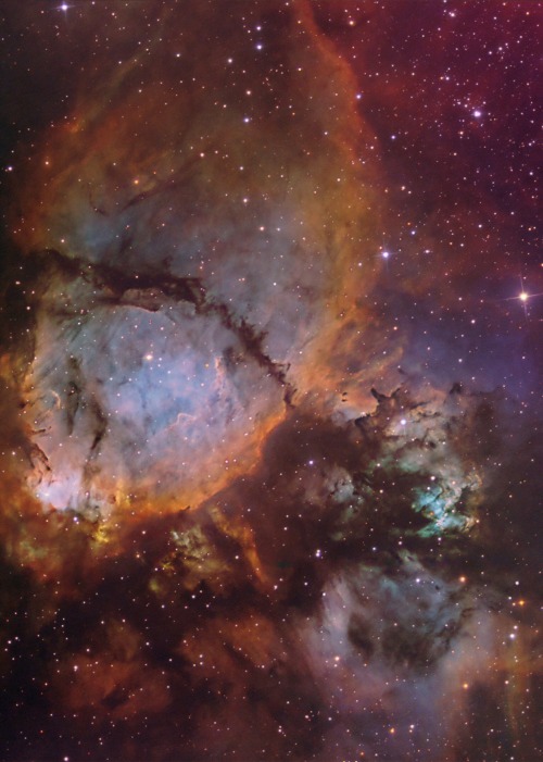 thedemon-hauntedworld: The Colors of IC 1795 This colorful cosmic portrait features glowing gas and 