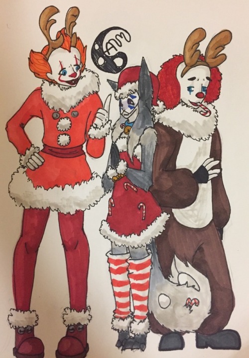 techno-artist:I saw @ask-the-giant-clown ‘s drawing of their Christmas Pennywise and PapawiseWanted 