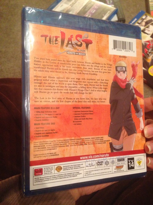 onemerryjester:  Naruto The Last dvd/bluray unwrapping. Comes with the short Naruhina date in English :3 Im suspecting the movie will be both Japanese (eng subbed) and dubbed in English. Can’t wait to try on my tv! Had too much fun with my Naruto and