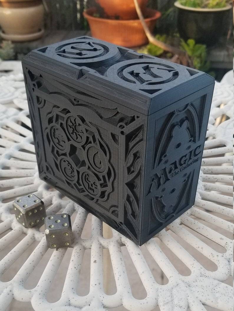 Mtg deck box black mana 3d printed 