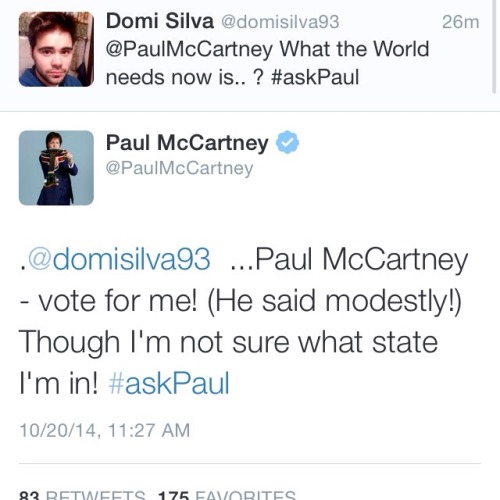 fuckyeahthebeatles:  thebeatlesordie:  MY TOP 10 FAVORITE ANSWERS FROM PAUL IN TODAYS TWITTER  Q&