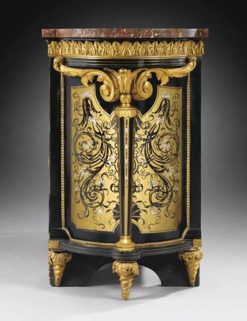 treasures-and-beauty:Louis XIV Oval Antique Cabinet, 1705-1715, attributed to Andre-Charles Boulle. 