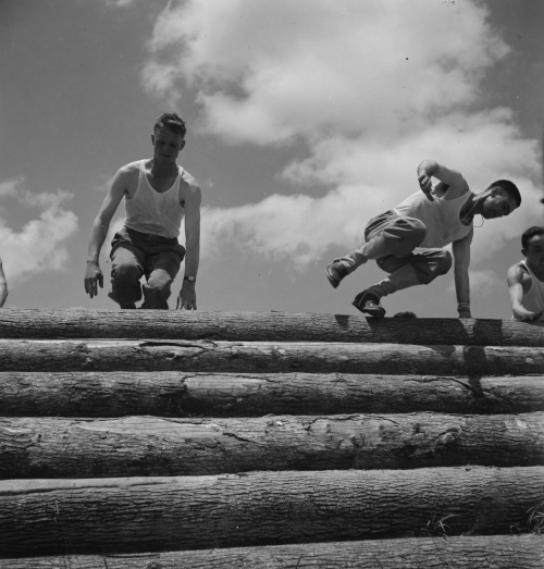 Daniel Field, Georgia. Air Service Command. Enlisted Men Going Through the Obstacle Course.Jack Dela