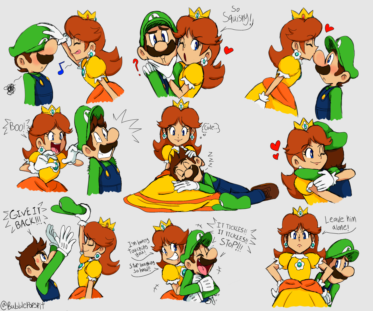 🌸Bubblepopspit🌸 — Luigi and Daisy doodles ~ 💚🧡✨ (I just felt like