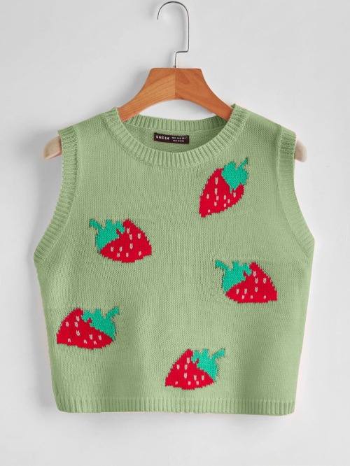 peachblushparlour:Strawberry Pattern Sweater Vest