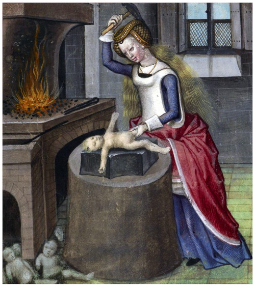 Nature Forging a Baby, from the Roman de la RoseLow Countries, 1490- 1500This small painting of Natu