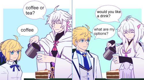 kimarisgundam: Imagine going to Cafe Camelot, and Merlin is the one serving you a drink Based on a m