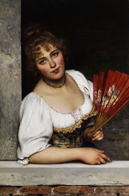  The Red Fan, Eugene de Blaas