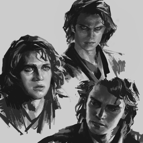 baimonart: Portrait studies. This man’s expressions really sold the trilogy for me. Although I