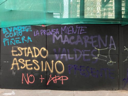 Revolutionary graffiti seen in Ñuñoa, Chile, on October 23, 2019.For two weeks Chile has been in a s