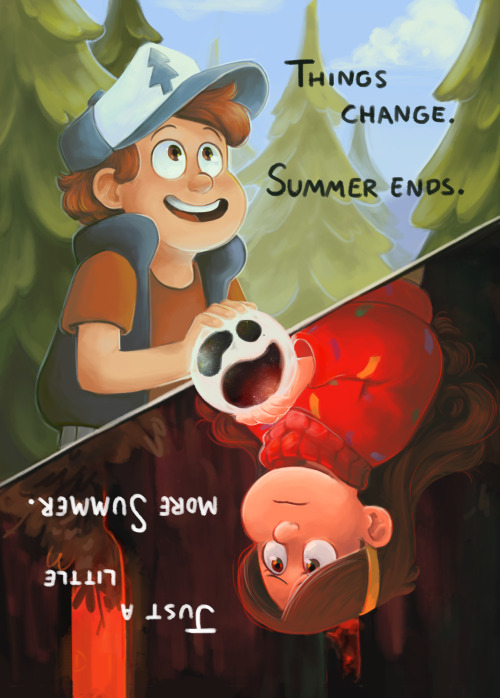 merrigel:  AND HERE IT IS! This is one of the possible pictures I’m putting up for the Absolutely Incredible @cherryviolets’s Gravity Falls zine! This is the first time in a long time I’ve had time to really paint something and I’m honestly really