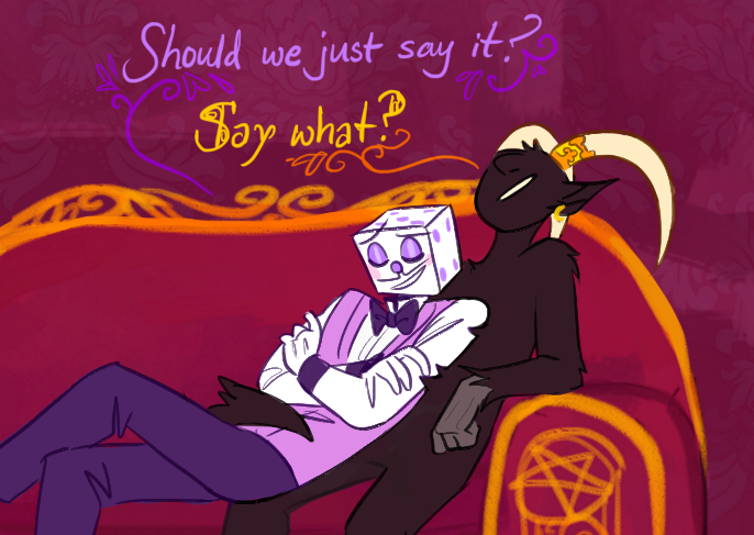 Hey Devil and Dice, would you two be willing to kiss without anyone selling  their soul? Or anything in general? – SpaceAceKaiju Tumblr