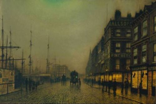 Liverpool Quay by Moonlight, 1887, John Atkinson GrimshawMedium: oil,panel