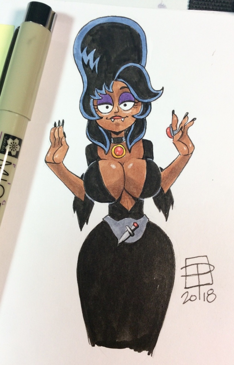 callmepo: Elvi-lamena tiny doodle. Having a bit of fun with Enid’s mom this time. 