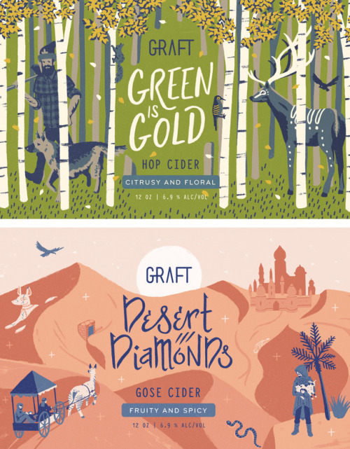 “Green is Gold” and “Desert Diamonds” can labels for Graft Cider