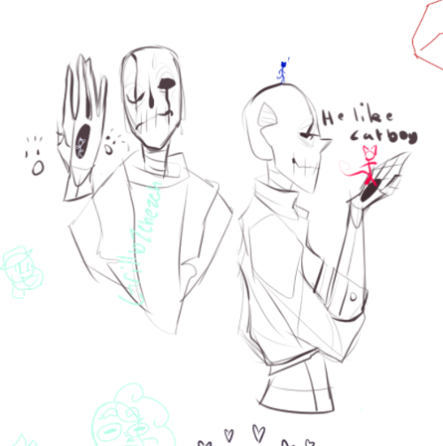 A lil Gaster sketch from an aggie.io session from a discord server i’m on! He happens to like catboy