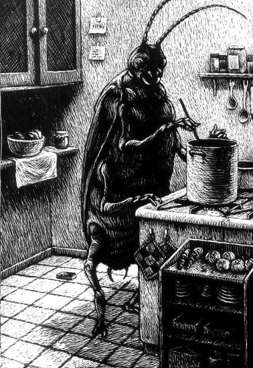 Is This Gregor From Metamorphosis Accepting His Fate And Continue His Life As A Huge Bug, Cooking Spagetti
