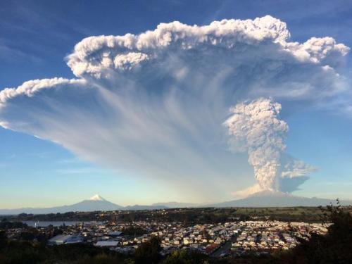 chupamelo-y-disfrutalo:  cosa-rara-yo:  migeo:  Eruption of Calbuco volcano, southern ChileHappened today, minutes ago, totally unexpected. Taken from the city of Puerto Varas, Chile.More info and images (in spanish)Photos: Raúl Palma (@raulpalma) 