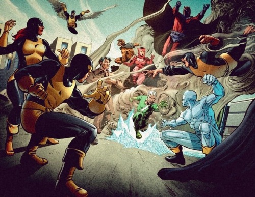 comicbookartwork - The X-Men battle the Brotherhood of Evil...