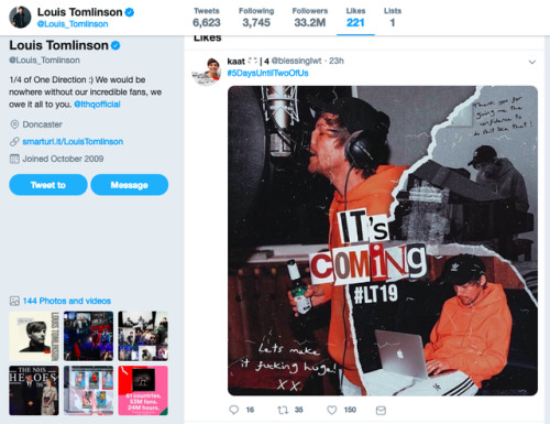 louistomlinsoncouk:Louis’ recent likes on Twitter - 03/03