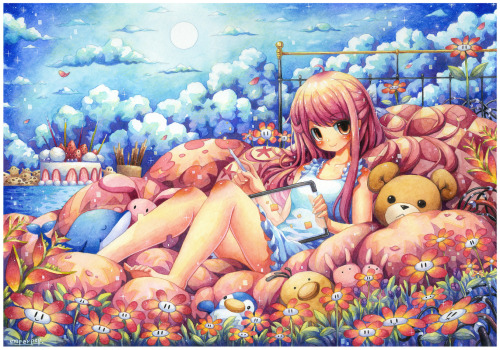 fandom-artworks: emperpep:    Shelter fanart watercolor commission for kawaiipony2.deviantart.com   artists watercolor and colored pencil on 300g montval paper.  emperpep 