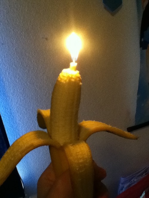 austrias-mariazell:  daveraf:  daveraf:  WHAT HAPPENS IF YOU PUT A CANDLE IN A BANANA AND THEN LIGHT IT   AMAZING  are you okay 