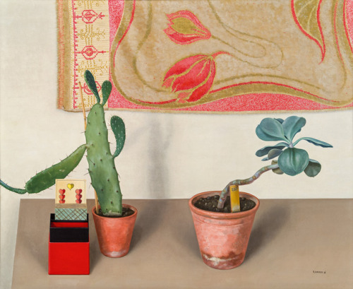 cactus-in-art:Rudolf Wacker (Austrian, 1893 - 1939) Stillleben mit Fettpflanze [Still life with succ