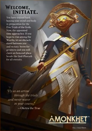 From earlier preview cards, we could surmize that the cat god of Amonkhet is named Oketra. Thanks to