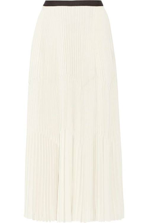 Pleated Crepe De Chine Maxi Skirt, Barbara Casasola, Ivory, Women’s, Size: 38Heart it on Wante