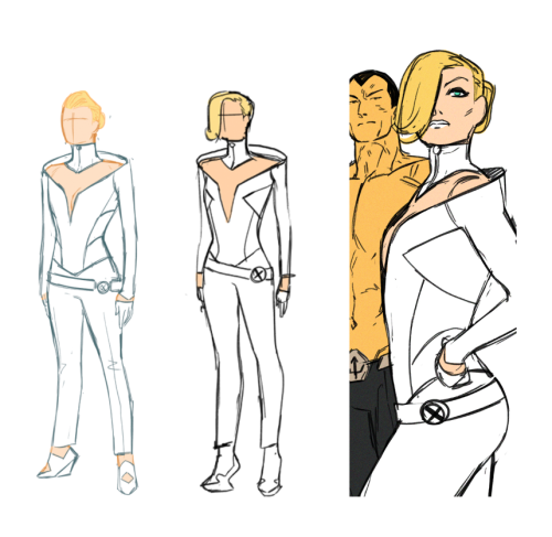 shoomlah:  kristaferanka:  I thought it’d be interesting, so I went and found all the emma frost redesigns i could that i’ve done. I’m sure there are more, but I don’t know where they are.it’s funny that only one of these is actually official