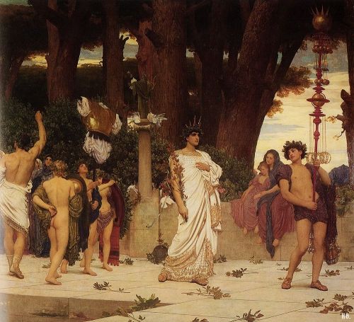 hadrian6:Detail : Daphnephoria. 1874-76. Lord Fredric Leighton. British. 1830-1896.oil on canvas.   