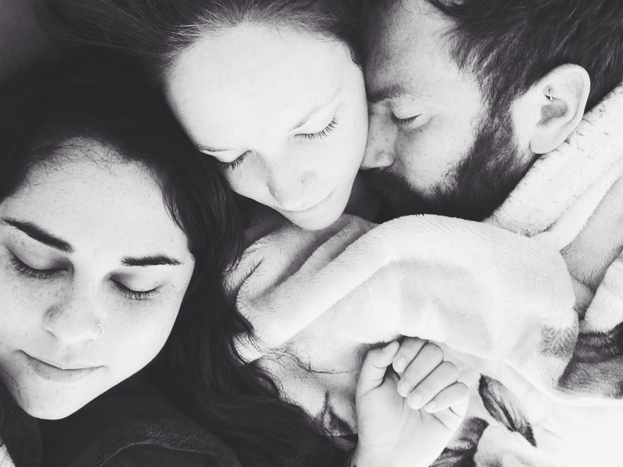 treeometry:Triad in bed. It’s so wonderful to be in love like I am. I have such