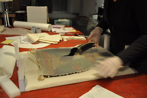 How to Pack Your Toucan!  (Part 2) After placing the toucan apron on its pillow, Associate Conservat