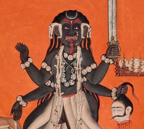hinducosmos:Kali the Destroyer Late 18th century. Pahari, Mandi, India. Opaque pigments on paper. (v