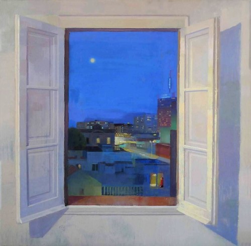 urgetocreate: Alejandra Caballero (Spanish, b.1974), Window to Barcelona, 2010, Oil on canvas