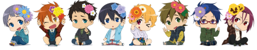 aitaikimochi:  All the Free! Birthday Merchandise art for the boys have finally been revealed, and they’re all so pretty when lined up together! Check out the Birthday Merchandise available on Aitai☆Kuji! Restocks will happen whenever KyoAni releases