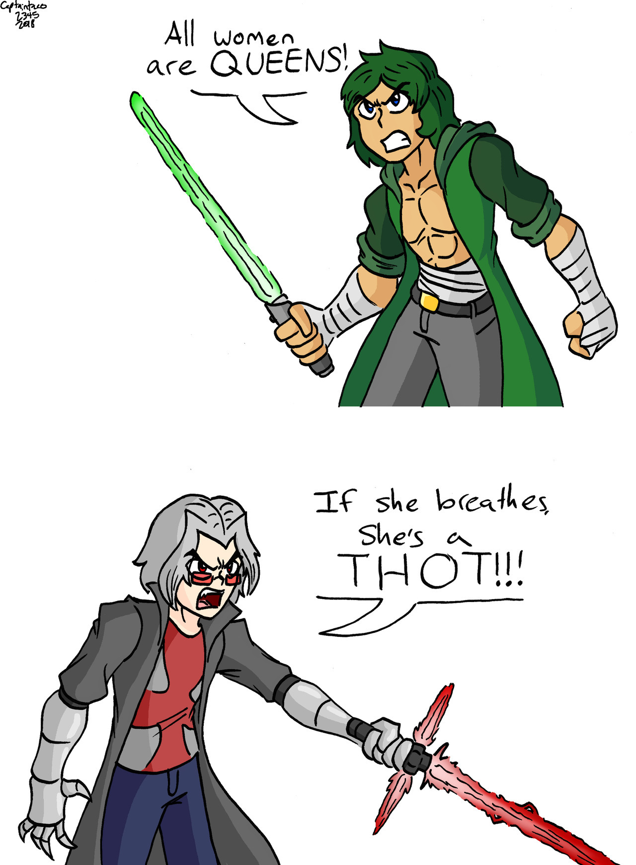 Godzilla and Gigan argue&hellip; with lightsabers