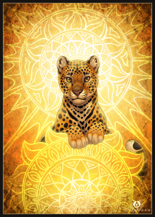 dolphiana:“Sun Leopard”. Traditional lineart drawn with black pens / ballpoint pen and coloured with